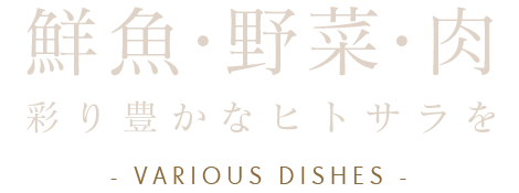 鮮魚・野菜・肉 彩り豊かなヒトサラを